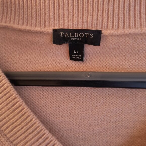 (3) Talbots V-Neck Sweaters - Tan, Lt. Rose, Blue - Size Petite Large - Picture 11 of 14